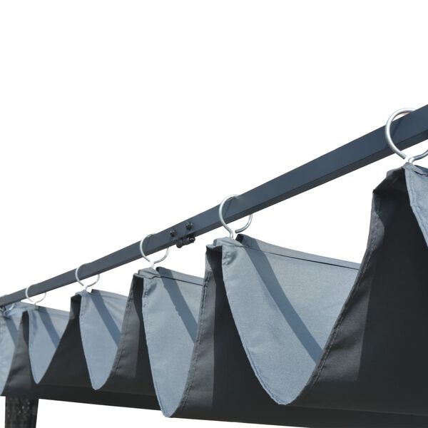 vidaXL nojume ar bīdāmu jumtu, pelēks PE, 400x400x200 cm