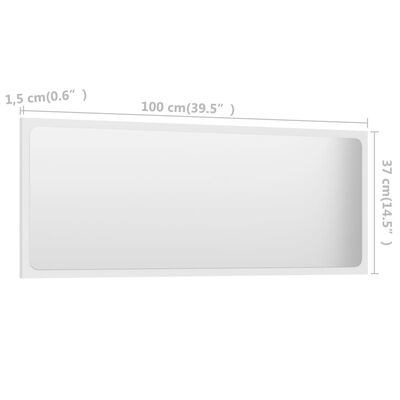 vidaXL vannasistabas spogulis, balts, 100x1,5x37 cm, skaidu plāksne