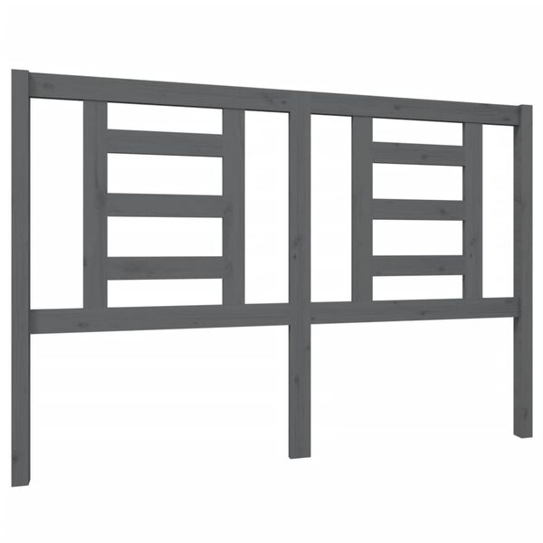 vidaXL gultas galvgalis, pelēks, 146x4x100 cm, priedes masīvkoks