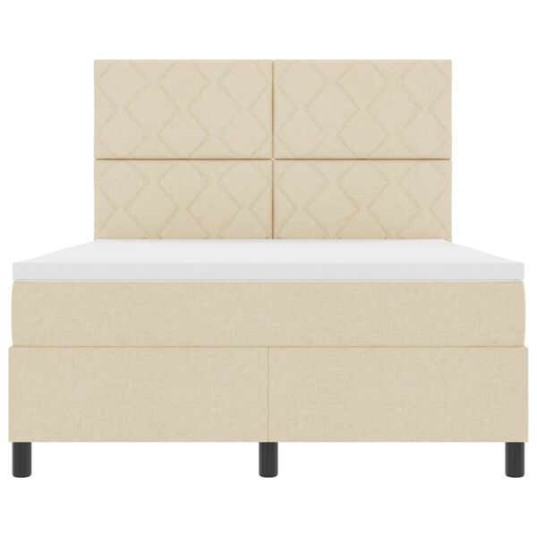 vidaXL Kastītes atsperu gulta ar matraci Krēmkrāsa 160 x 200 cm audums