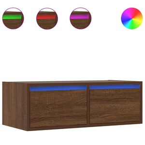 vidaXL TV galdiņ&scaron; ar LED lampiņām brūna ozola 75x35,5x25 cm