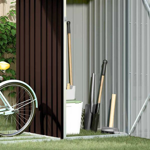 vidaXL dārza &scaron;ķūnis, brūns, 245x98x159 cm, cinkots tērauds