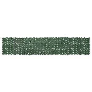 vidaXL balkona aizslietnis ar tum&scaron;i zaļām lapām, 400x75 cm