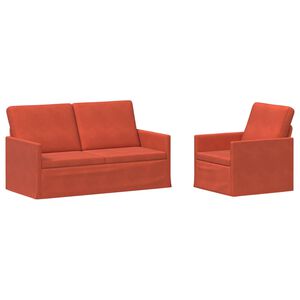 vidaXL Dīvānu komplekts 2 pcs Sarkans oranžs Korduroja audums