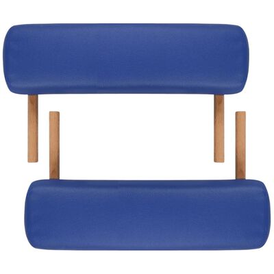 vidaXL masāžas galds, saliekams, 2 daļas, koka rāmis, zils