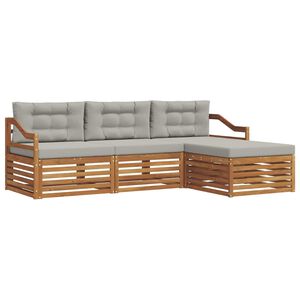 vidaXL Āra dīvānu komplekts ar spilvenu 4 pcs Dabīgs un gai&scaron;i pelēks