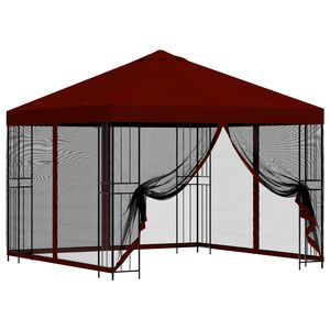 vidaXL Dārza paviljons ar sānu sienām 3 x 3 m Burgundija