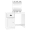 vidaXL spoguļgaldiņ&scaron; ar LED, 90x50x132,5 cm, inženierijas koks, balts