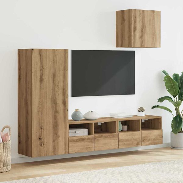 vidaXL TV Sienas Vienības 4 pcs Artisānā ozols Inženierijas koks