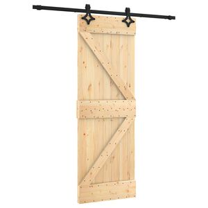 vidaXL Slīdo&scaron;ās durvis Dabiska un melna 70 x 210 cm Cieta priedes koks