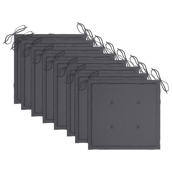 vidaXL dārza krēsli ar matračiem, 8 gab., akācijas masīvkoks