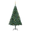 vidaXL izgaismota Ziemassvētku egle ar rotājumiem, zaļa, 240 cm, PVC