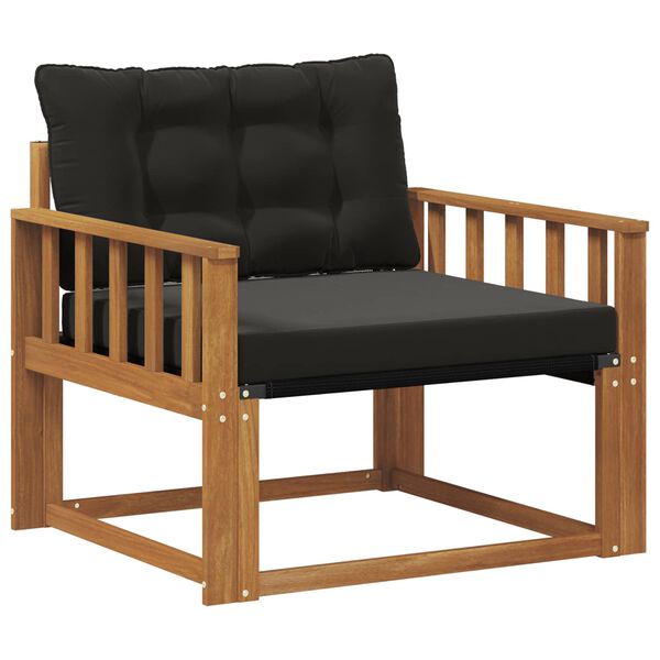 vidaXL Āra dīvānu komplekts Cieta akācijas koks un tekstilēns Dabiska