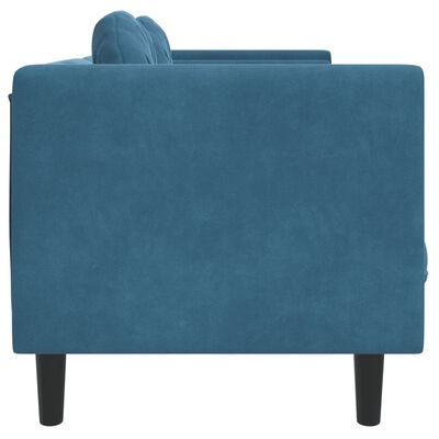 vidaXL trīsvietīgs dīvāns ar matračiem, zils samts
