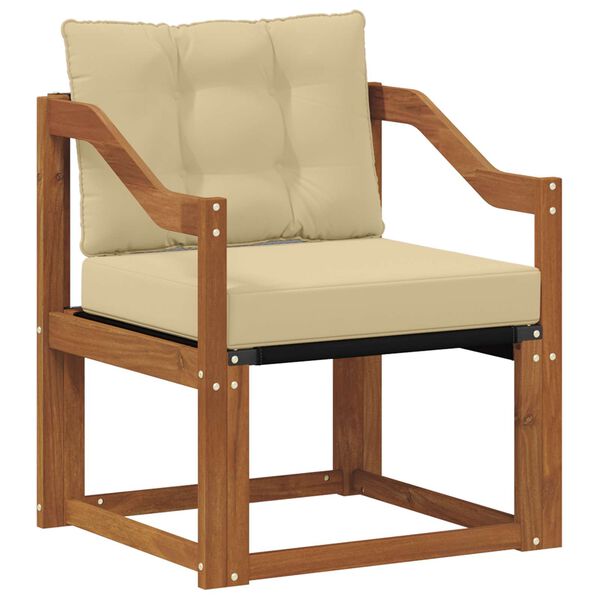 vidaXL Āra dīvāns Cieta akācijas koks un tekstilēns Dabiska