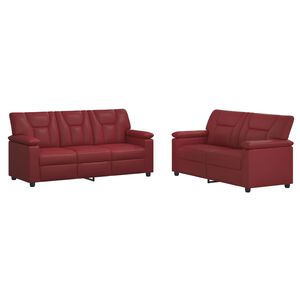vidaXL Dīvānu komplekts 2 pcs Vīna sarkans Mākslīgā āda