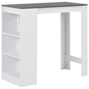 vidaXL bāra galds ar plauktu, balts, 110x50x103 cm