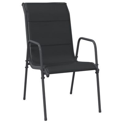 vidaXL dārza krēsli, 4 gab., tērauds, tekstilēns, melni