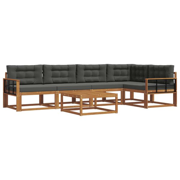 vidaXL Āra dīvānu komplekts ar spilvenu 6 pcs Dabisks un antracīts