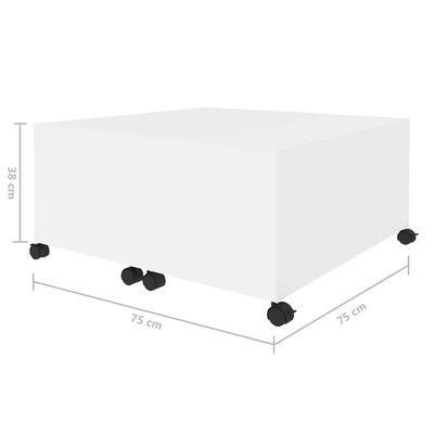 vidaXL kafijas galdiņš, balts, 75x75x38 cm, skaidu plāksne