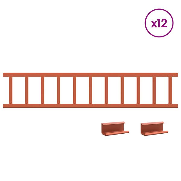 vidaXL Jumta sniega aizsargs Sarkana 1200 x 2,5 x 20 cm Tērauds