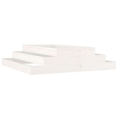 vidaXL puķu kaste, balta, 110x110x27 cm, priedes masīvkoks