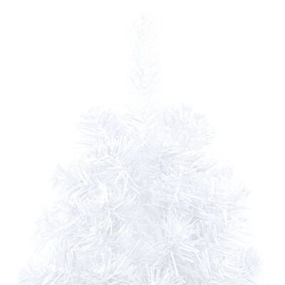 vidaXL izgaismota Ziemassvētku egle ar rotājumiem, balta, 240 cm