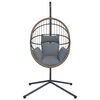 vidaXL iekarams krēsls ar statīvu, gai&scaron;i pelēks, olas forma, PE pinums