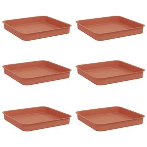 vidaXL Kvadrātveida ziedu paplāte 6 pcs Ķieģeļu sarkans 15 x 15 x 2 cm