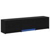 vidaXL TV skapis ar LED ar LED sloksnēm Melnais Ozols 165 x 34 x 40 cm