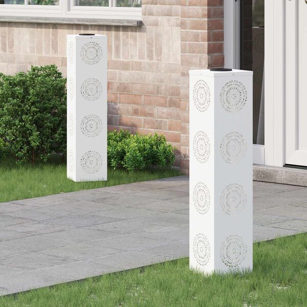 vidaXL Saules LED ceļa gaisma 2 pcs Balts Auksti velmēts tērauds