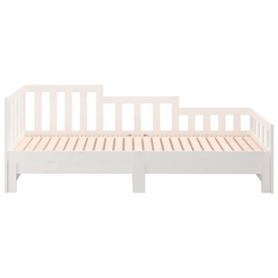 vidaXL izvelkama gulta, balta, 2x(80x200) cm, priedes masīvkoks