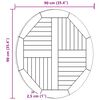 vidaXL galda virsma, 2,5 cm, 90 cm, apaļa, masīvs tīkkoks
