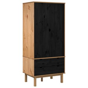 vidaXL Skapis OTTA Melns 76,5 x 53 x 172 cm Priedes masīvkoks
