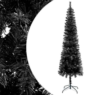 vidaXL izgaismota Ziemassvētku egle ar rotājumiem, melna, 240 cm