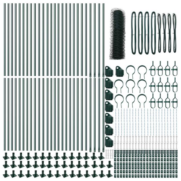 vidaXL Žoga āķis Zaļa 100 x 0,4 m (50 mm siets) Tērauds un PVC