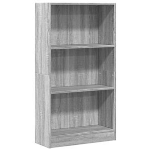 vidaXL grāmatu plaukts, pelēka koka, 60x24x109 cm, inženierijas koks