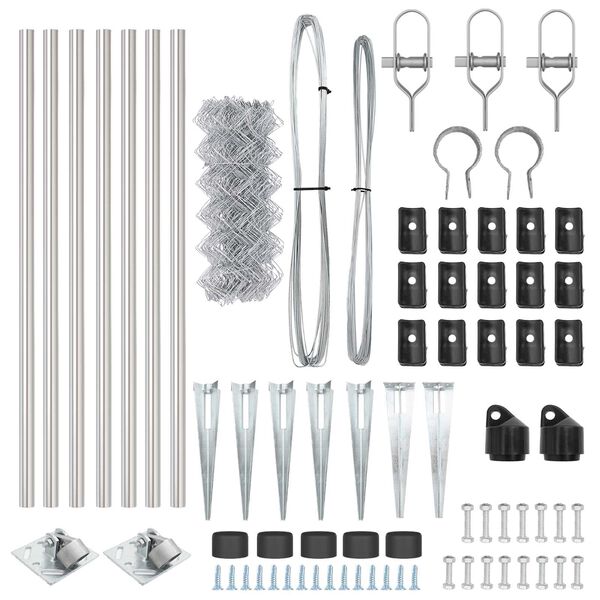 vidaXL Žoga āķis Sudraba 10 x 0,8 m (40 x 40 mm siets) Tērauds