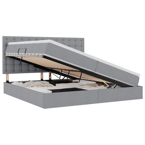 vidaXL Gulta ar uzglabā&scaron;anas vietu un LED Gai&scaron;i pelēks 200 x 200 cm