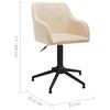 vidaXL grozāmi virtuves krēsli, 4 gab., krēmkrāsas audums