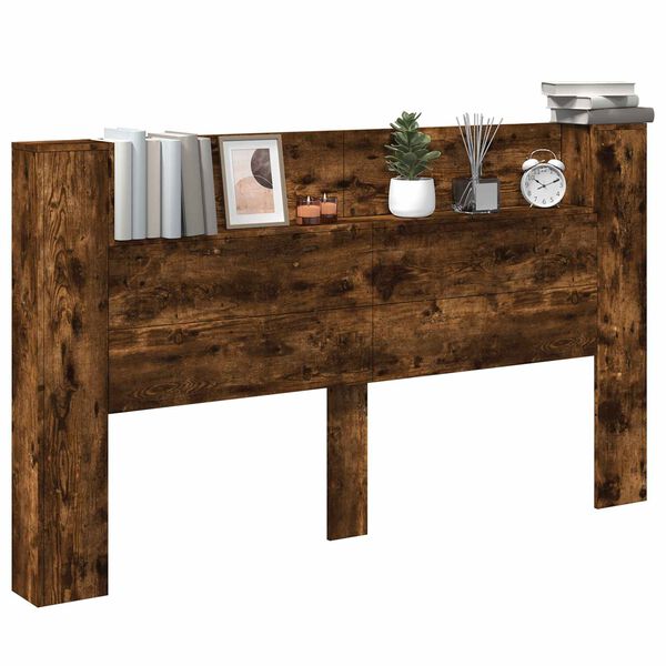 vidaXL Galvas dēlis ar LED Kūpināts Ozols 180 x 16,5 x 103,5 cm