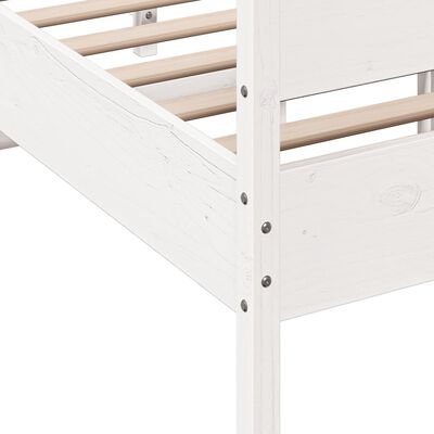 vidaXL gultas rāmis ar galvgali, balts, 120x200 cm, priedes masīvkoks