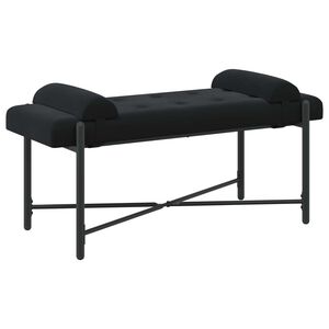 vidaXL Poga-pufēta sola ar spilveniem Melns 110 x 40 x 46 cm Samts
