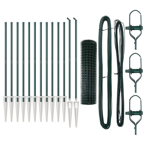 vidaXL Žogs ar stabu Zaļa 1 x 25 m Tērauds un PVC