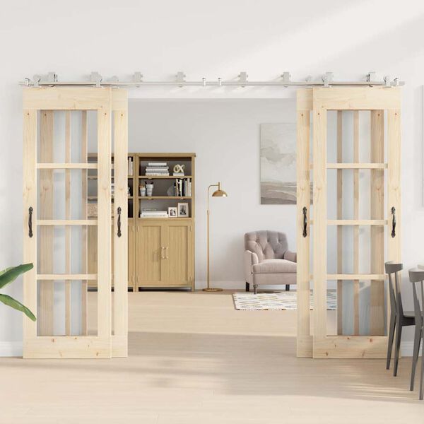 vidaXL bīdāmo durvju sistēma, 366 cm, nerūsējo&scaron;s tērauds