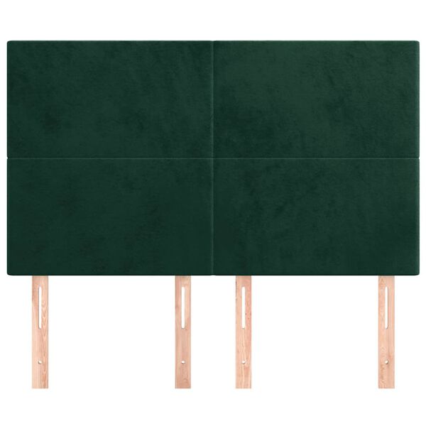 vidaXL galvgalis, tum&scaron;i zaļ&scaron;, 144x5x118/128 cm, samts