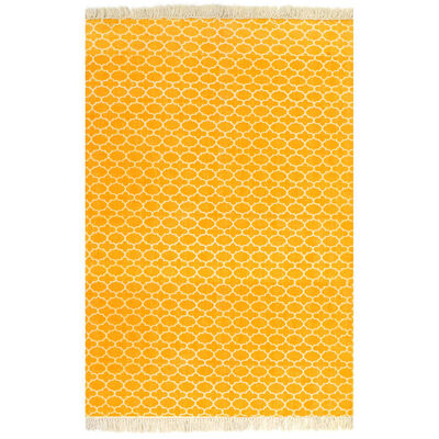 vidaXL Kilim paklājs ar rakstu, 160x230 cm, kokvilna, dzeltens