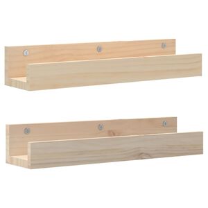 vidaXL sienas plaukti, 2 gab., 50x12x9 cm, priedes masīvkoks