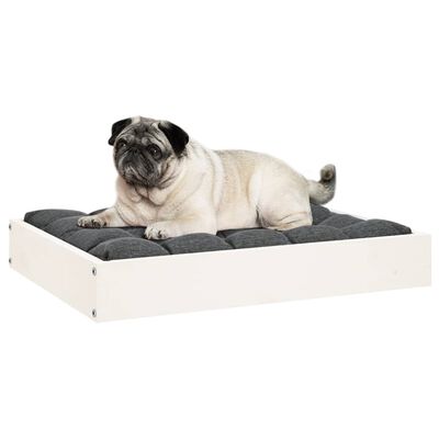 vidaXL suņu gulta, balta, 61,5x49x9 cm, priedes masīvkoks