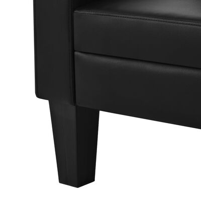 vidaXL dīvāns, trīsvietīgs, melna mākslīgā āda